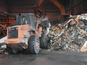 A loader handles material to be recycled at our state-of-the-art facility in Orange County, NY. 